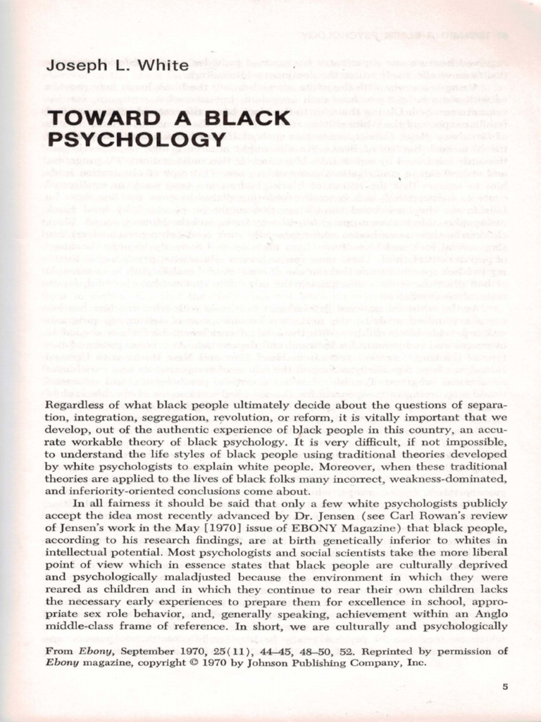 Developing Black Psychology Theory | PDF | Psychology | Behavioural ...