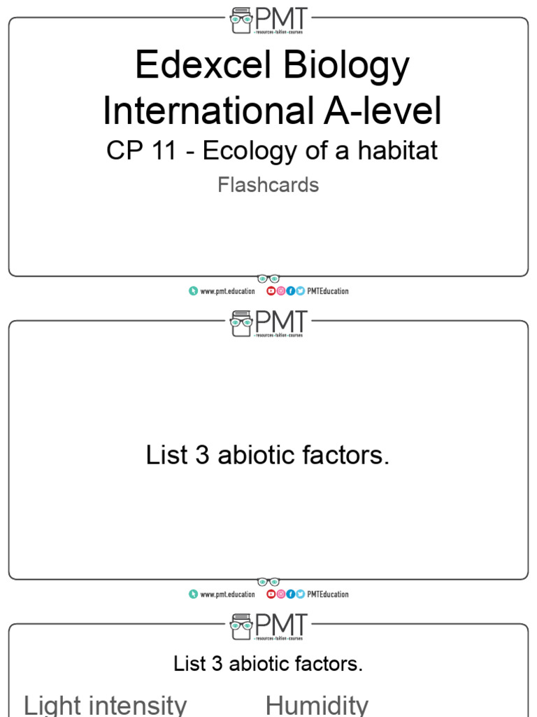 Flashcards - CP 11 Ecology of A Habitat - Edexcel Biology International ...