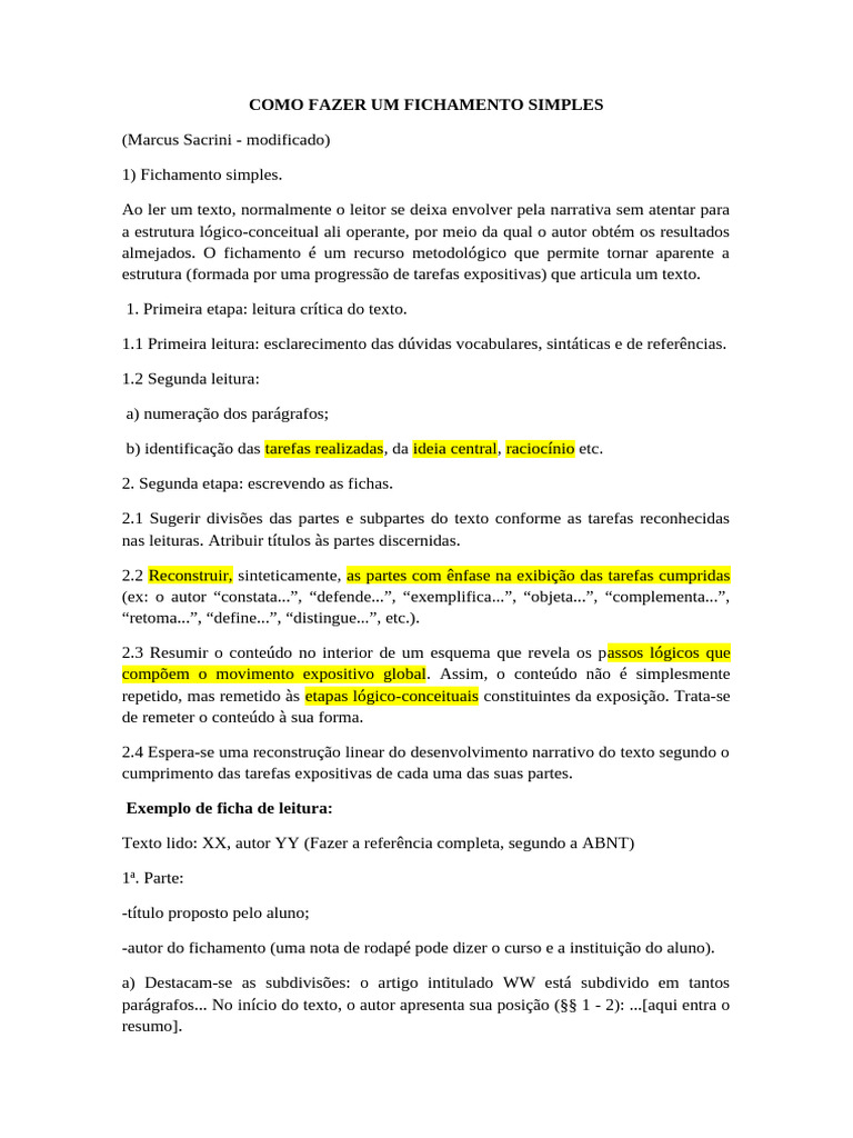Guia Prático para Fichamento Simples | PDF | Autor