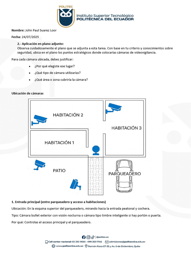 Plan de Instalación de Cámaras de Seguridad | PDF