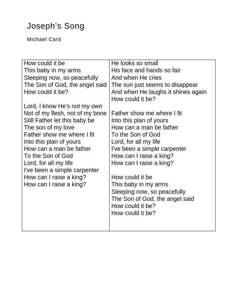 Josephs Song | PDF