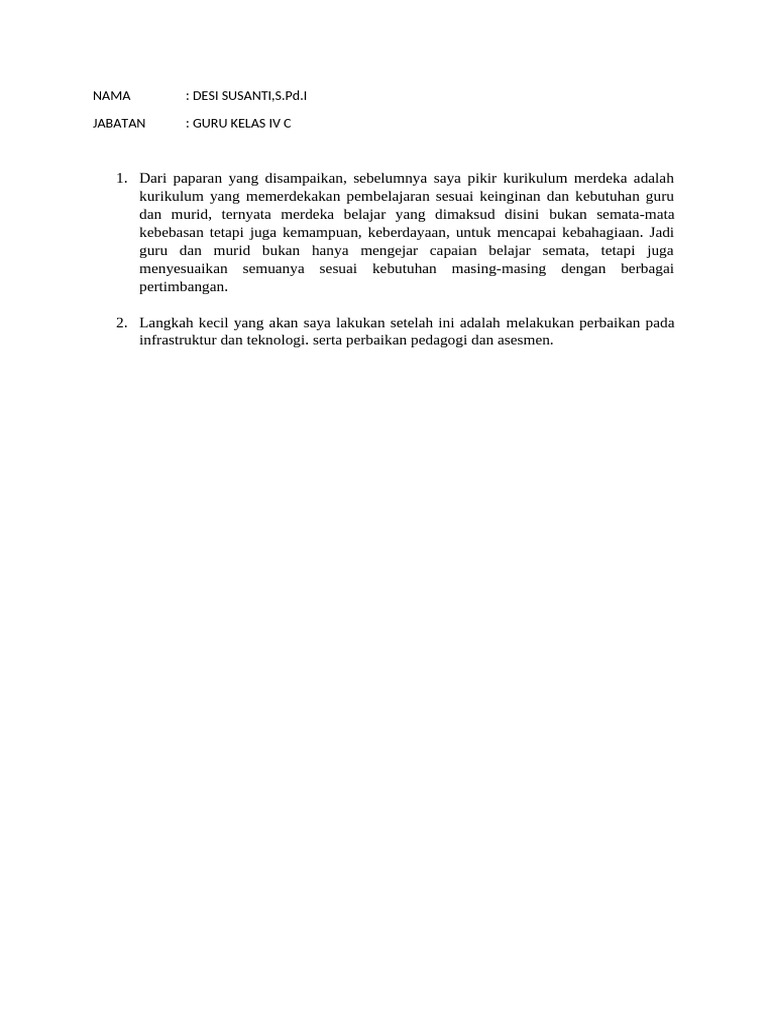 Form Umpan Balik Merdeka Belajar | PDF