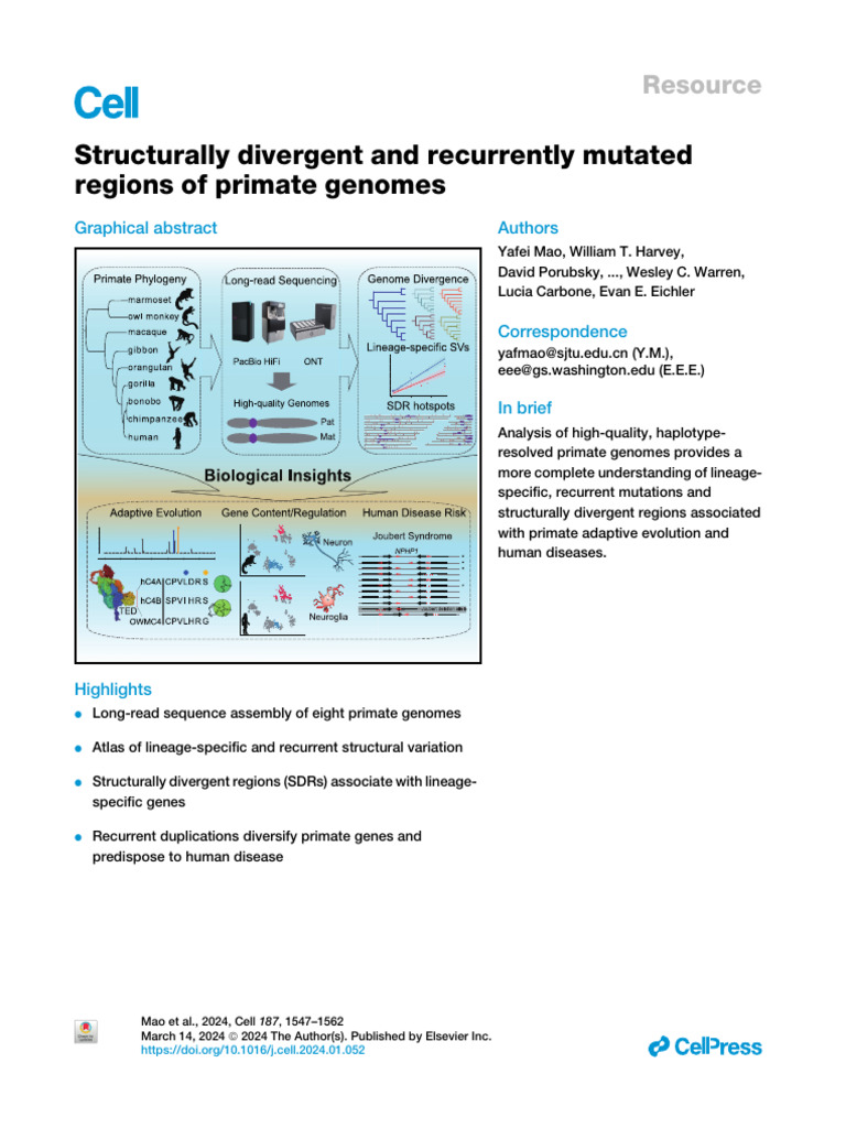 Structurally Divergent and Recurrently Mutated Reg | PDF | Human Genome ...