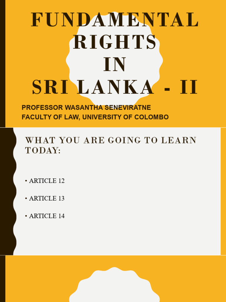 Fundamental Rights in Sri Lanka Explained | PDF | Arrest | Criminal ...