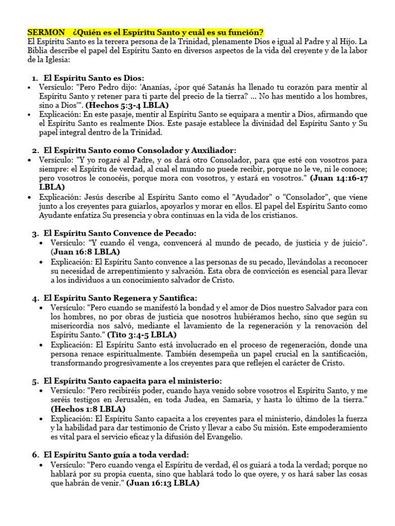 Funciones del Espíritu Santo en la Fe | PDF | espíritu Santo | Don ...