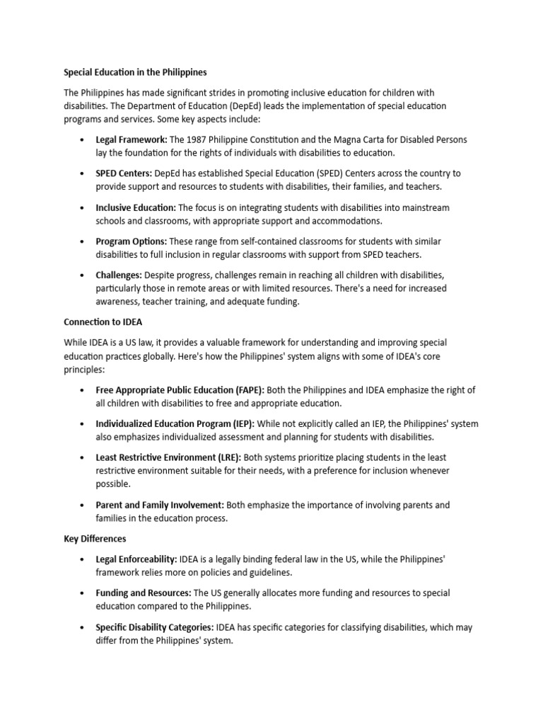 Special Education Framework in the Philippines | PDF | Individualized ...
