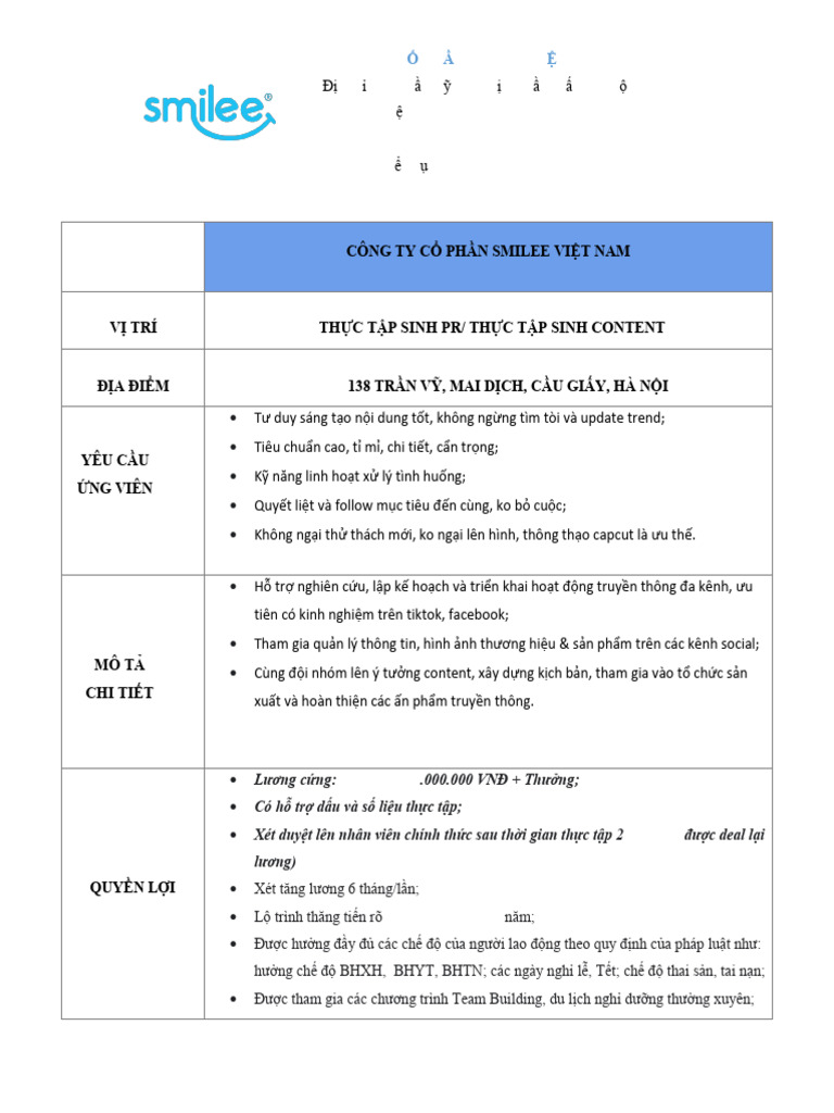 Smilee - JD TTS CONTENT | PDF