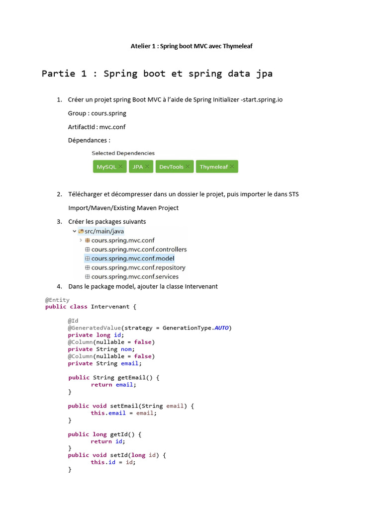Atelier Spring Boot MVC avec Thymeleaf | PDF | Informatique