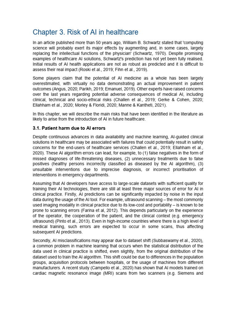 Risks of AI in Healthcare | PDF | Artificial Intelligence ...