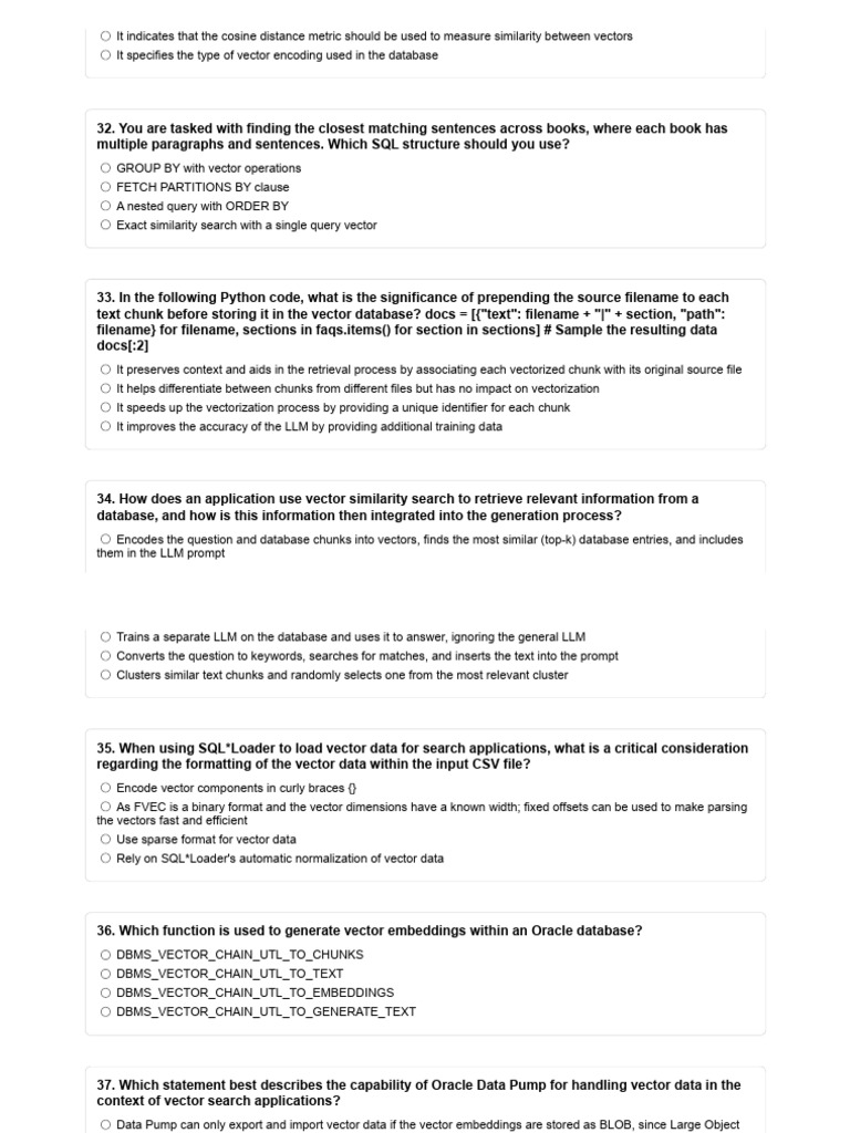 Oracle AI Vector Search Mock Test - Set - 03 | PDF | Databases ...