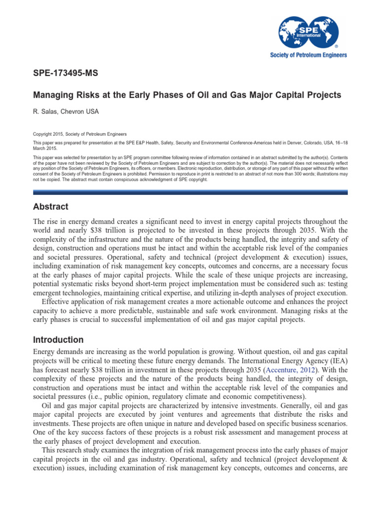 Managing Risk Oil and Gas Projectspdf | PDF | Risk | Risk Management