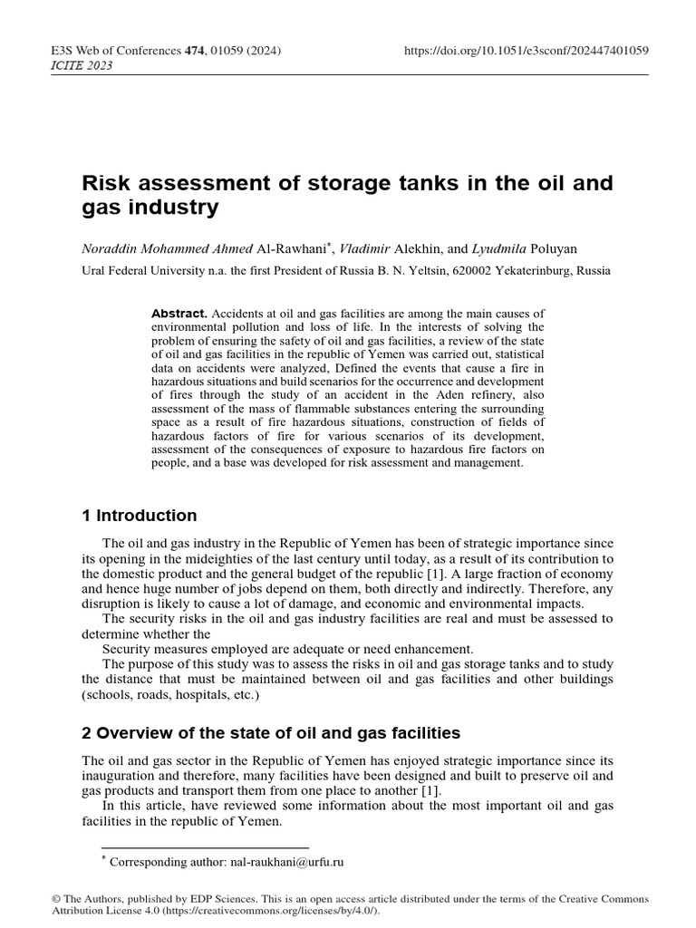 Risk Assessment of Oil Storage Tanks | PDF | Oil Refinery | Fires