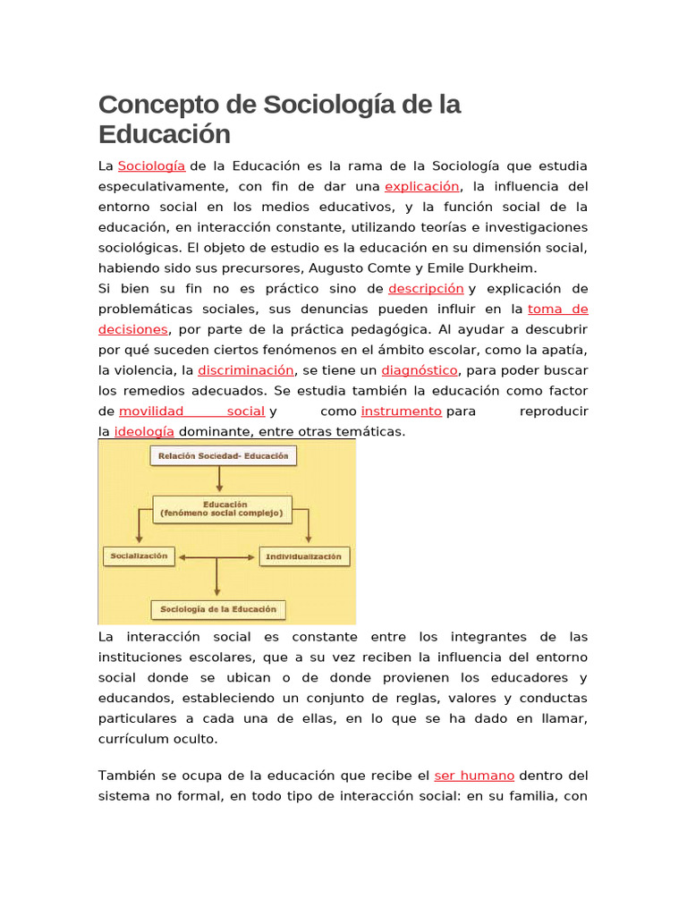 Sociología de la Educación: Conceptos Clave | PDF | Sociología | Pedagogía