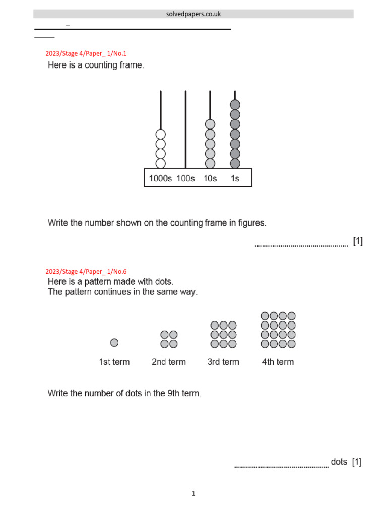 2023 Stage 4 Math Progression Test | PDF