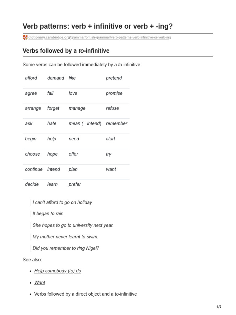 Understanding Verb Patterns in English | PDF | Subject (Grammar) | Syntax