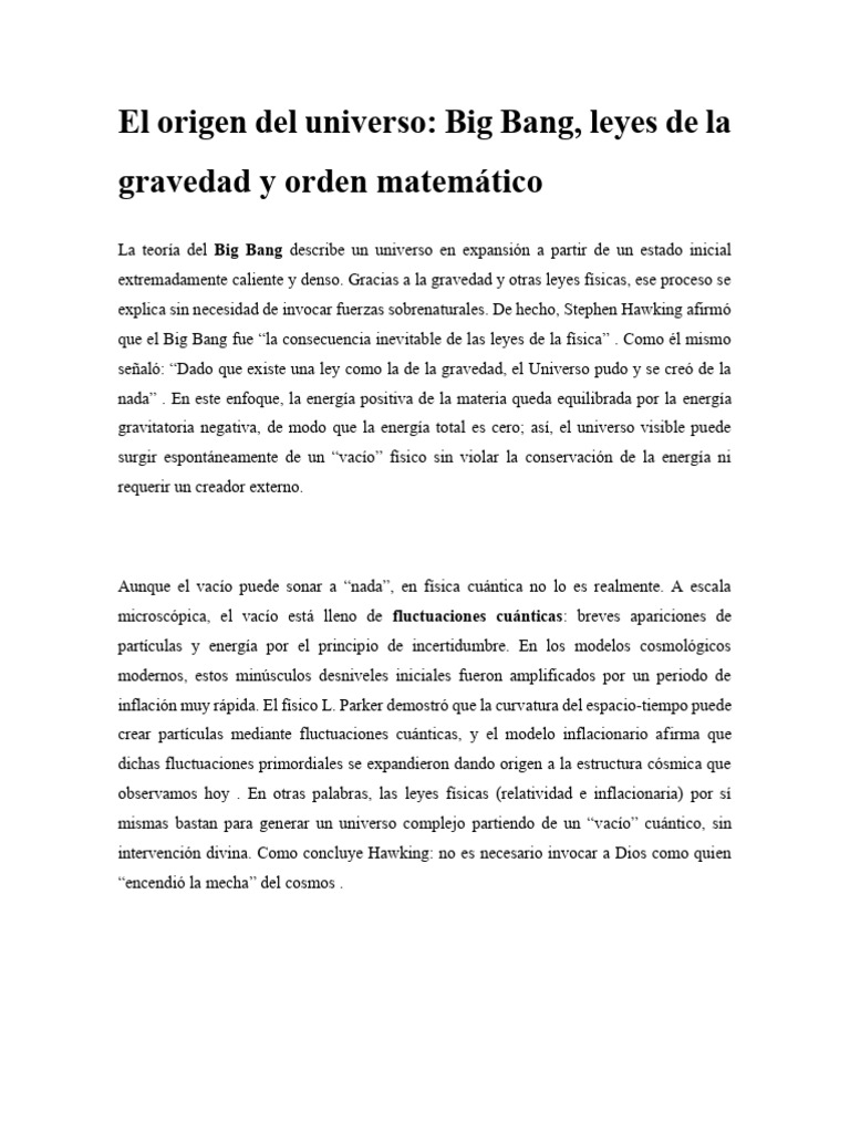 Big Bang y el orden matemático del universo | PDF | Big Bang | Universo