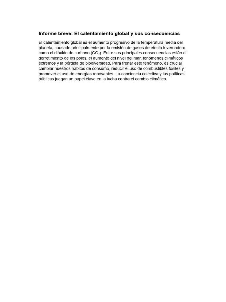 El Calentamiento Global y Sus Consecuencias | PDF