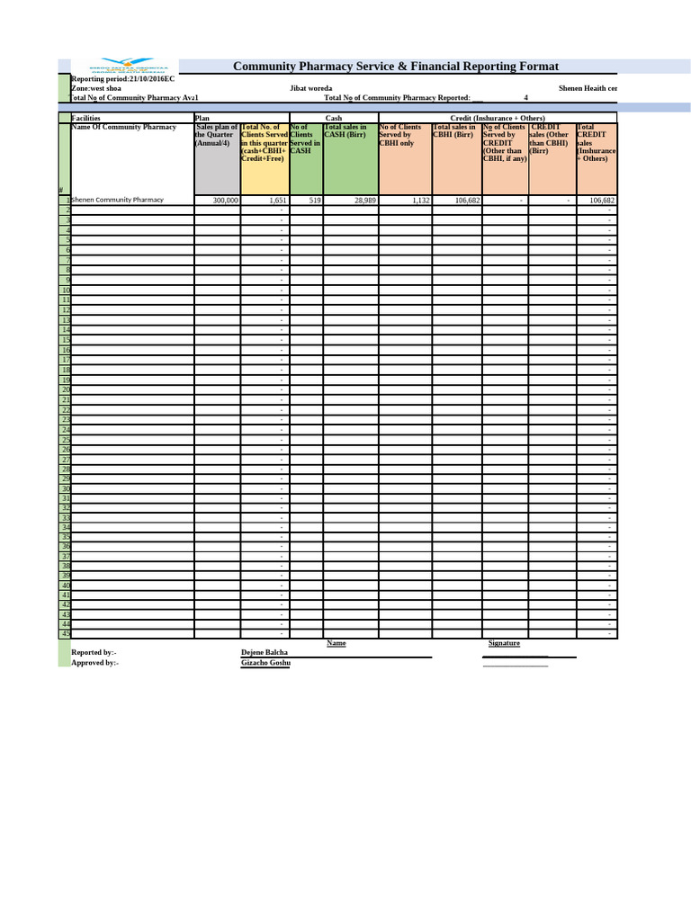 CP Reporting Format (OHB) - Version 4 | PDF