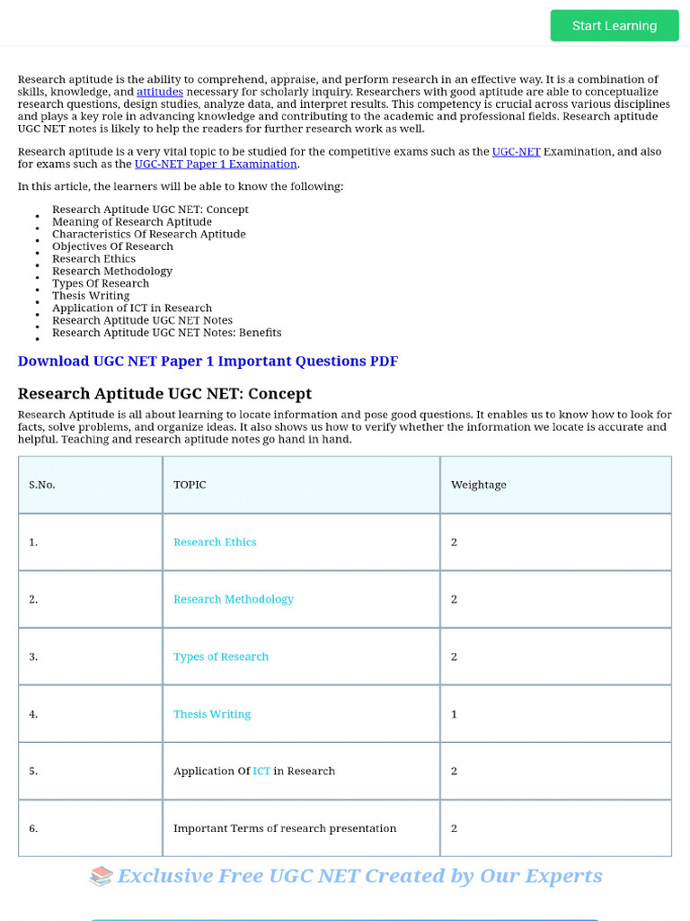 Research Aptitude - UGC NET Paper 1 Notes and Study Material | PDF