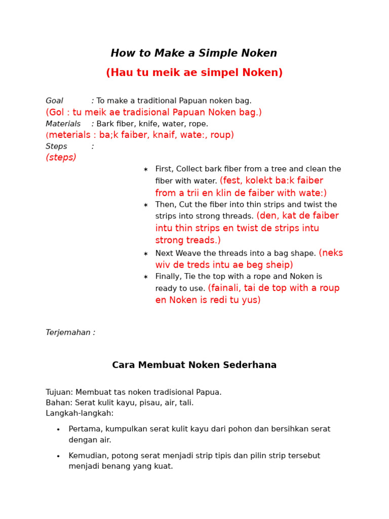 Cara Membuat Noken Tradisional Papua | PDF
