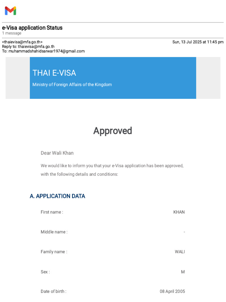 Gmail - E-Visa Application Status | PDF | Travel Visa | Immigration Law