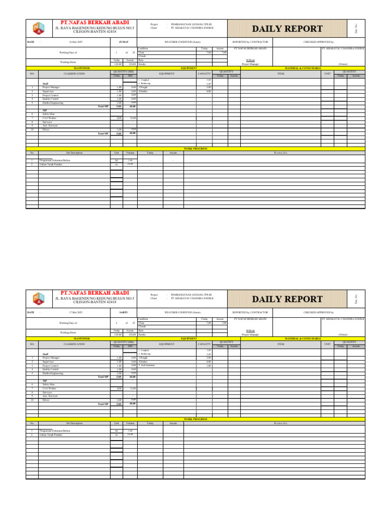 Daily Report: TPS B3 Project Progress | PDF