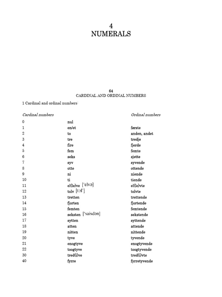 Danish Numerals | PDF