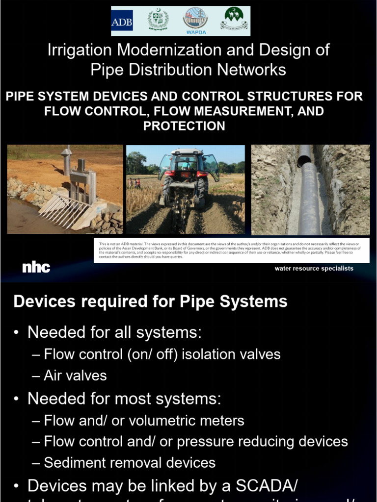 Pipe Distribution Network Devices Guide | PDF | Valve | Hydraulics