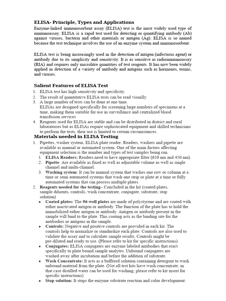 ELISA: Principles and Applications | PDF | Elisa | Antibody