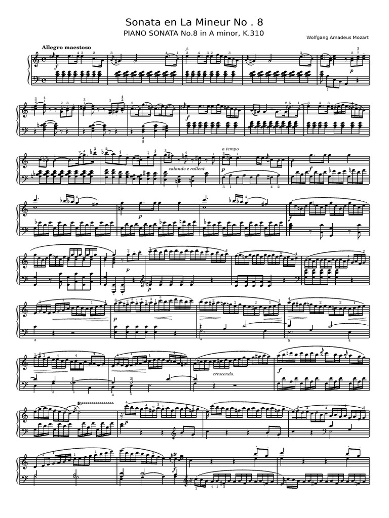 Mozart Piano Sonata K.310 PDF | PDF | Musical Compositions