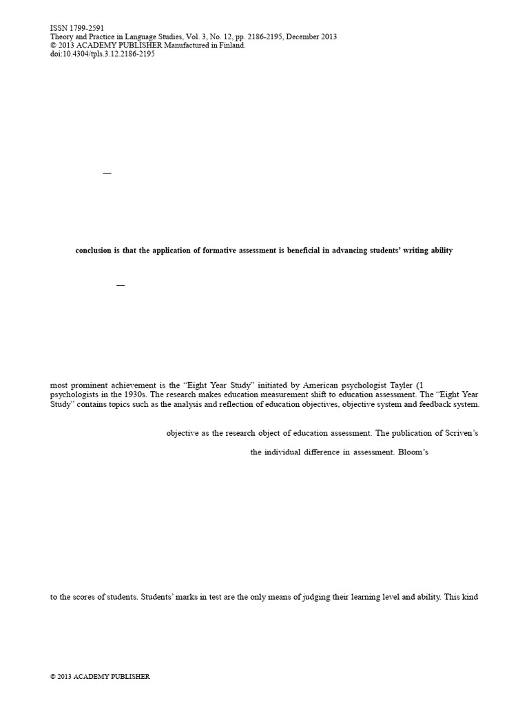 Applications of Formative Assessment On Students' Writing | PDF ...