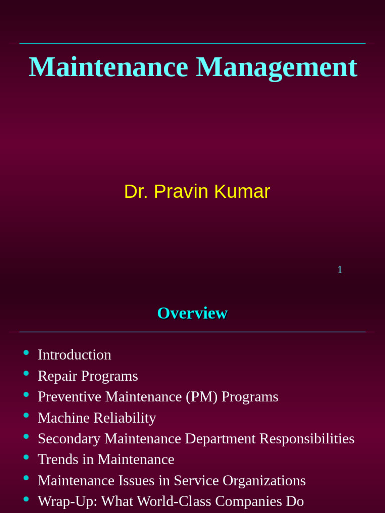 Maintenance Management Strategies Explained | PDF | Reliability Engineering