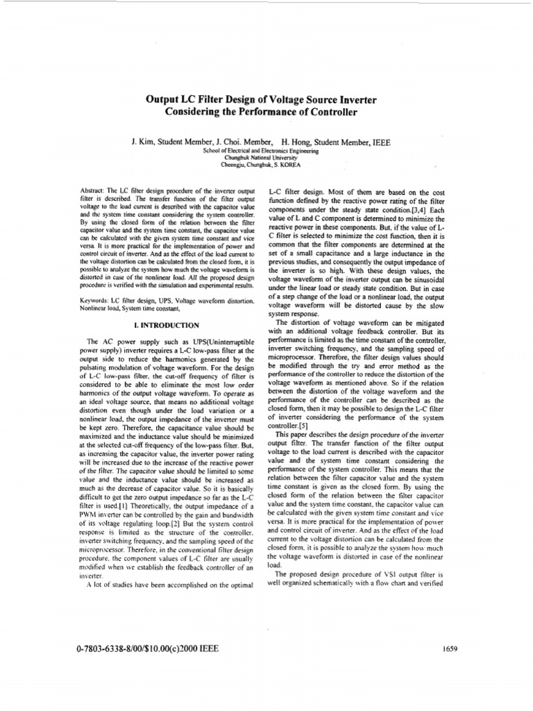 LC Filter Design for Voltage Source Inverters | PDF | Power Inverter ...