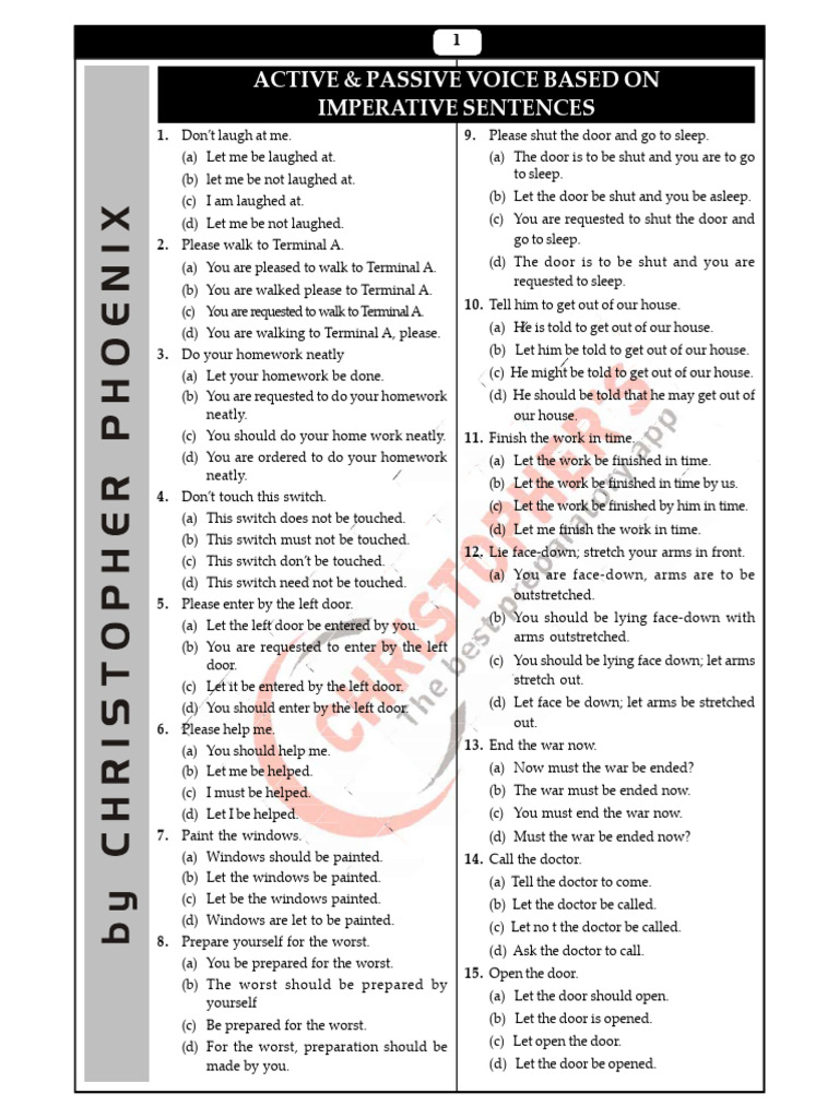 Active & Passive Voice Based On Imperative Sentences | PDF