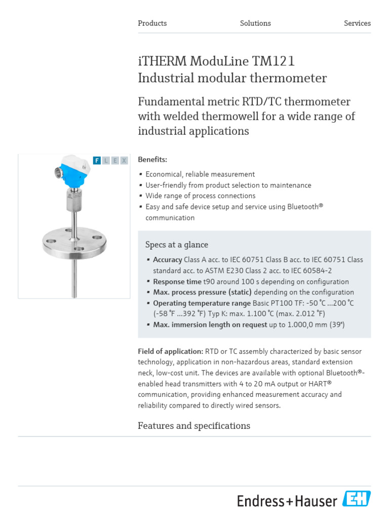 iTHERM ModuLine TM121 Overview | PDF | Applied And Interdisciplinary ...