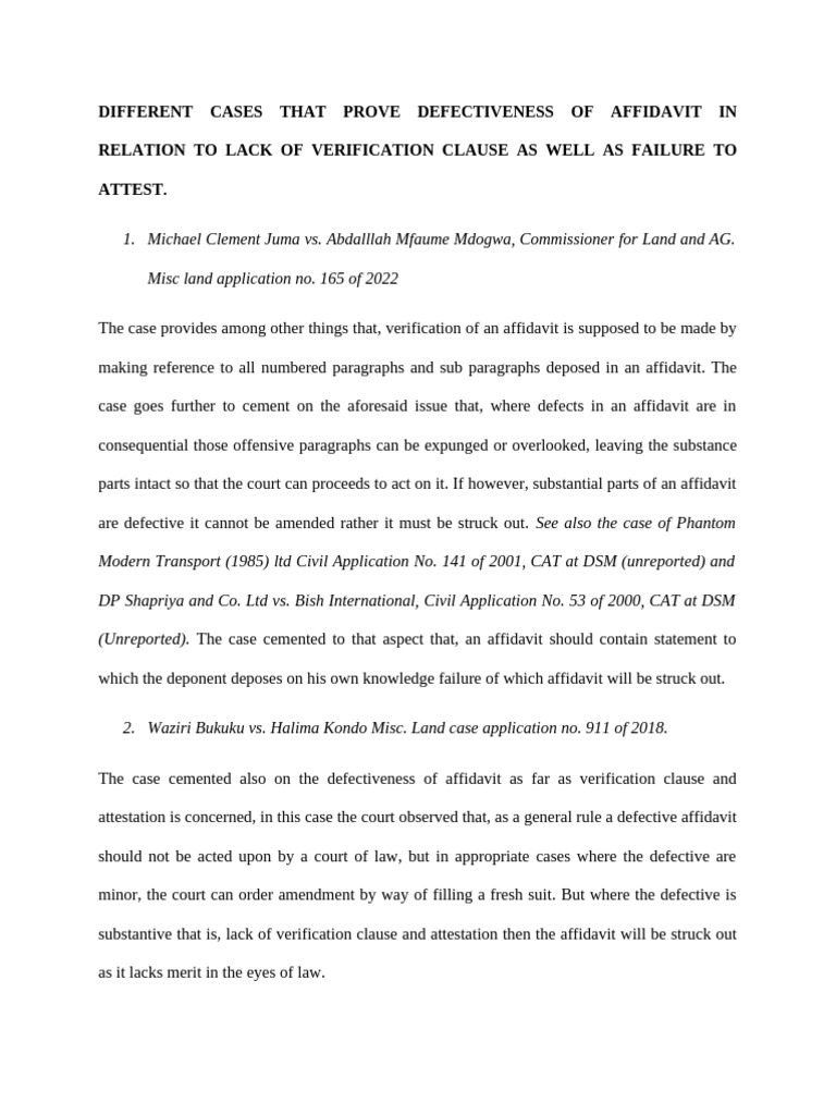 Defective Affidavit Case Law Insights | PDF | Affidavit | Notary Public