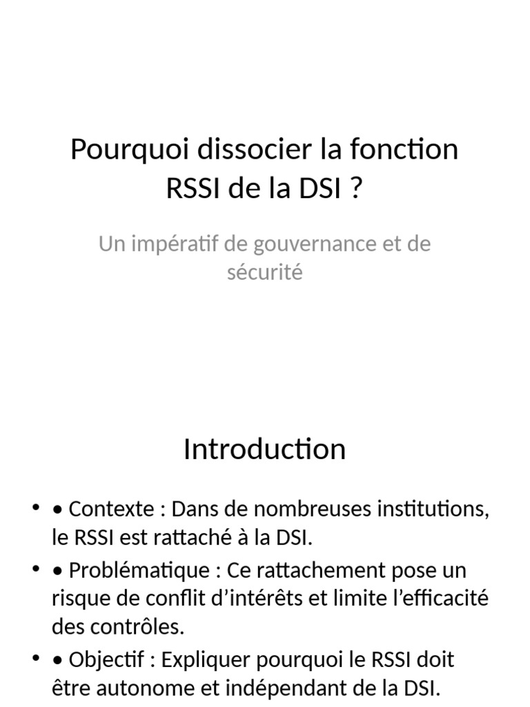 Dissocier RSSI et DSI : enjeux clés | PDF