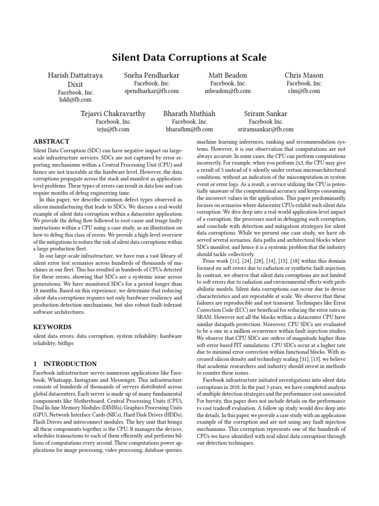 Mitigating Silent Data Corruption Risks | PDF | Central Processing Unit ...