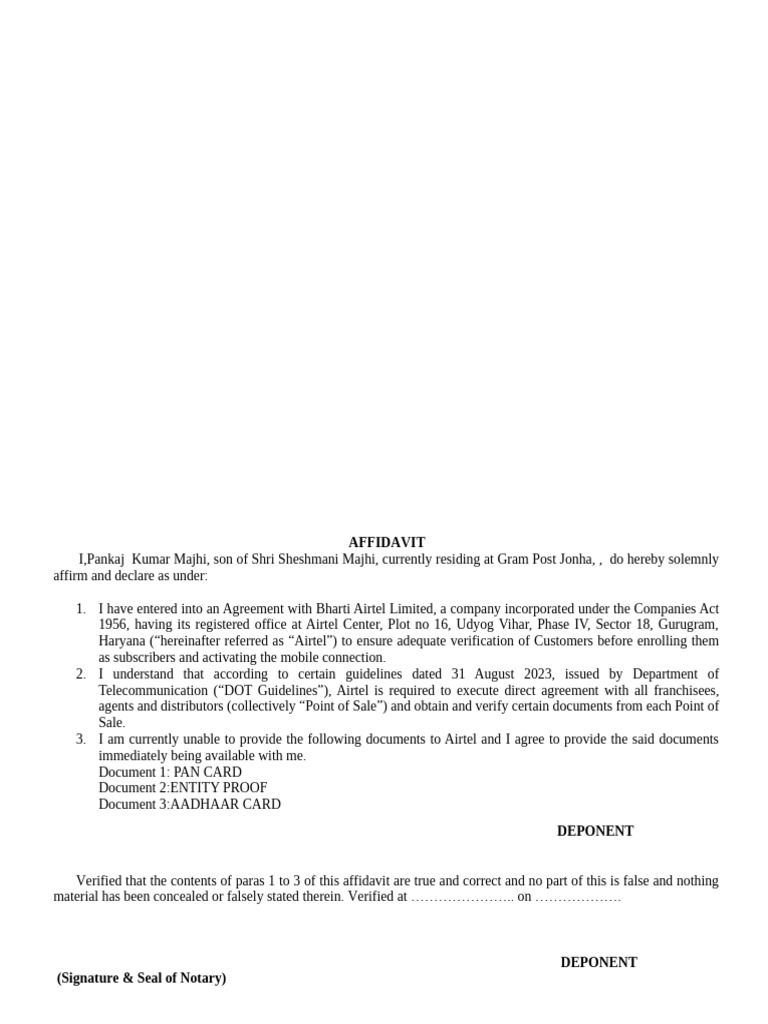 Agent Affidavit by POS - v1 | PDF