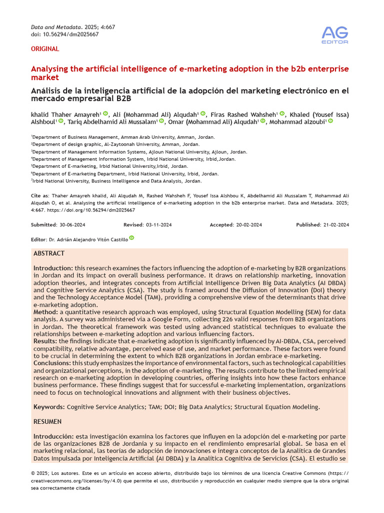 AI-Driven E-Marketing Adoption in B2B | PDF | Artificial Intelligence ...