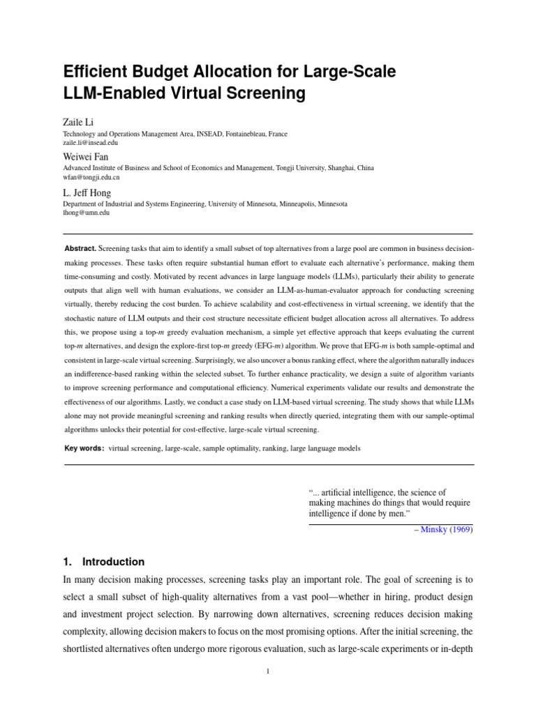 Efficient Budget Allocation For Large-Scale LLM-Enabled Virtual ...