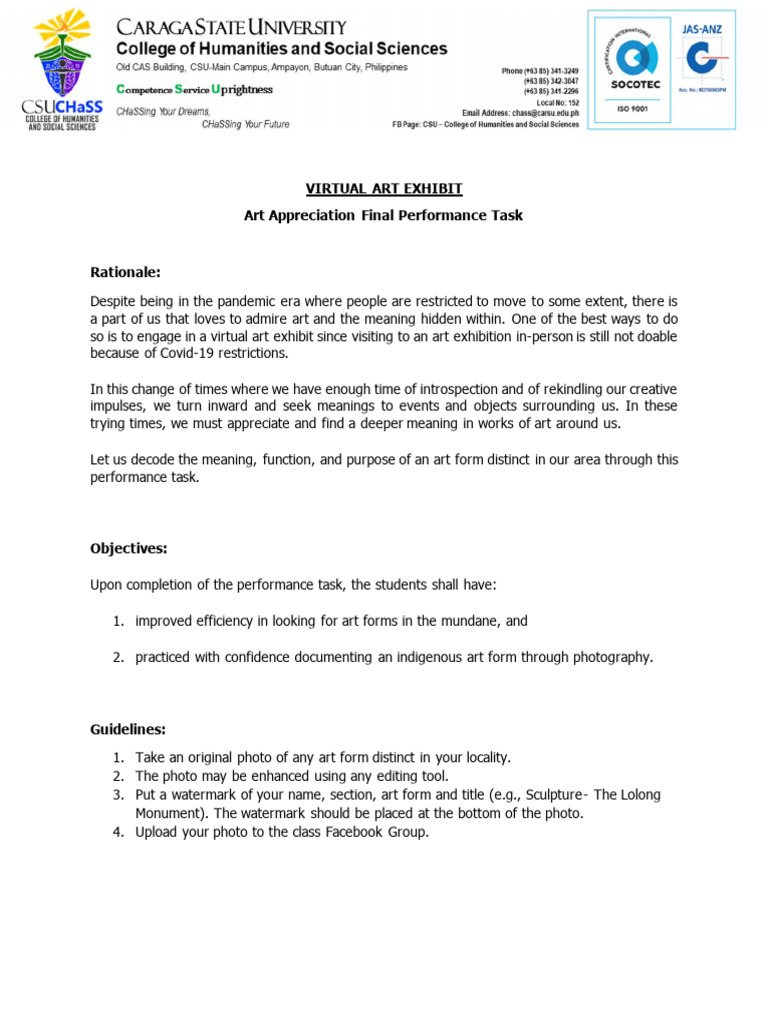 Virtual Art Exhibit Guidelines Last Activity in Finals | PDF | Image ...