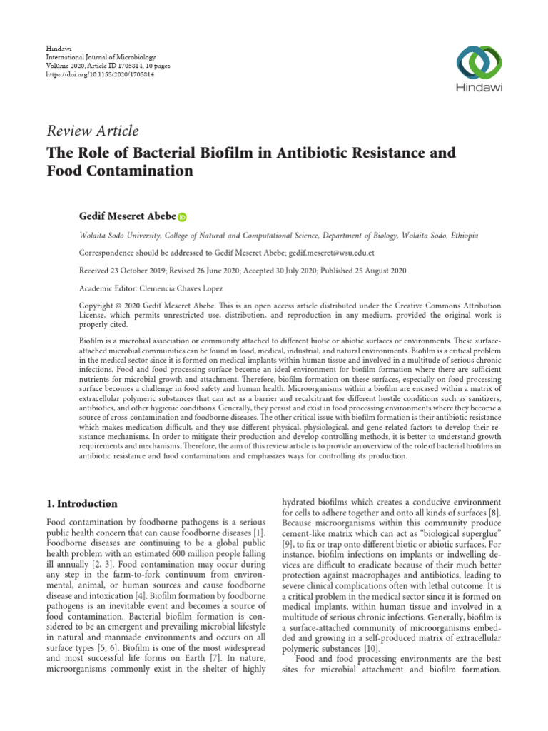Role of Biofilms in Antibiotic Resistanceand Food Contamination | PDF ...