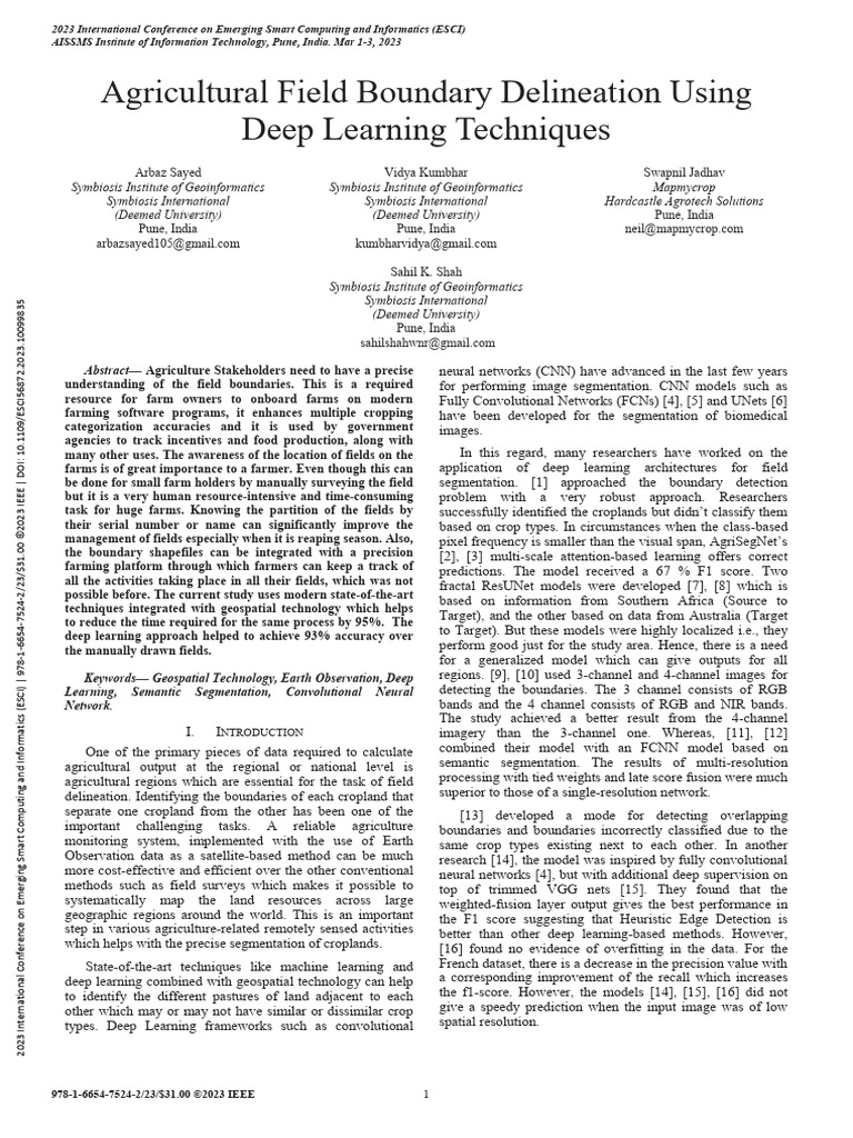 Deep Learning for Agricultural Boundary Mapping | PDF | Image ...