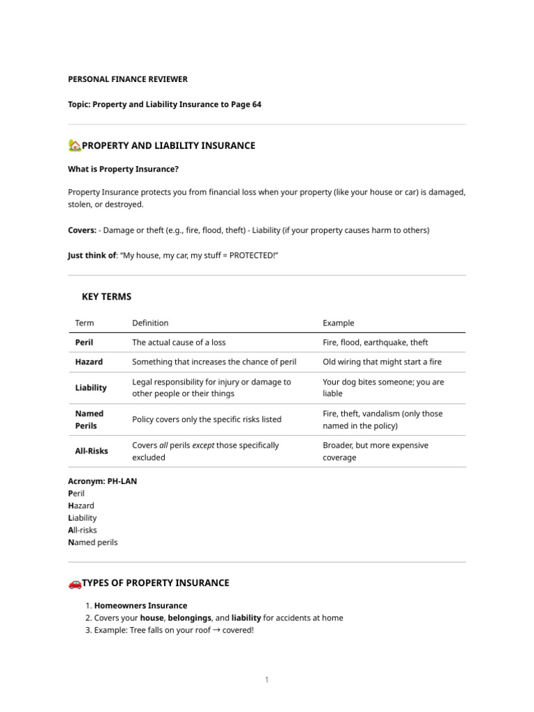 Property Insurance Review | PDF | Insurance | Will And Testament