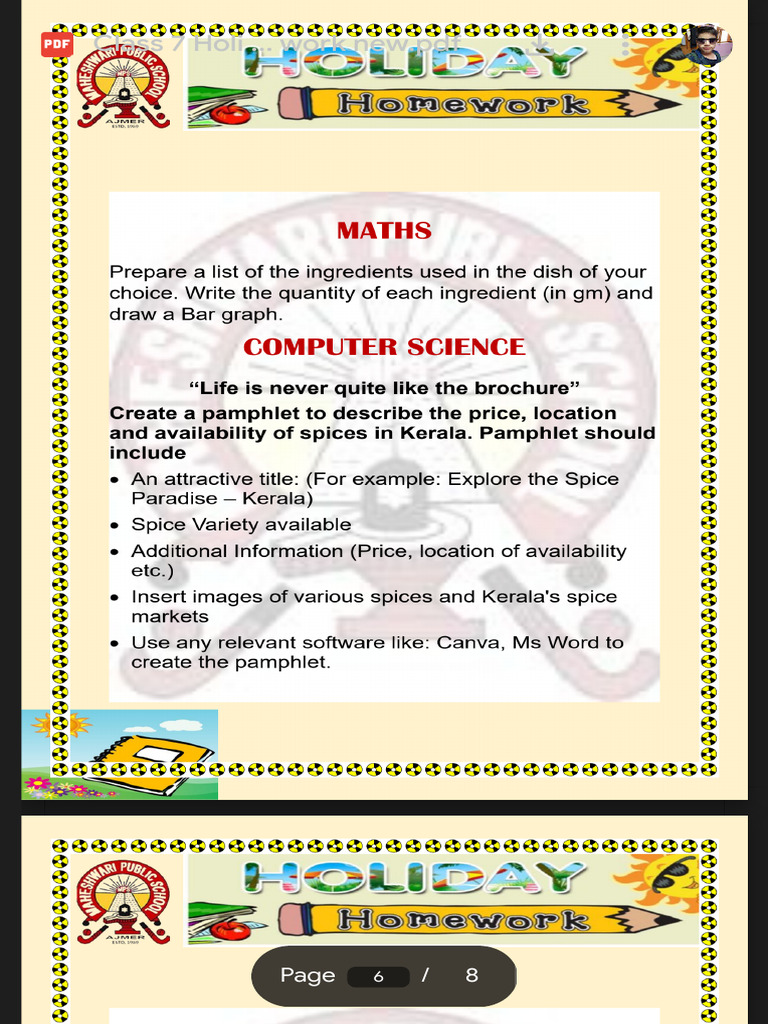 Class 7 Holiday Homework New - PDF - Google Drive | PDF