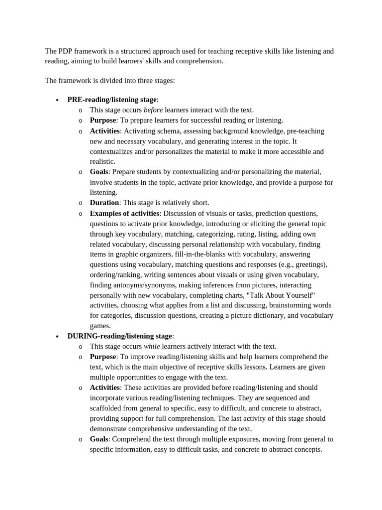 Pre While Post Pdp Method Pdf Vocabulary Reading Comprehension
