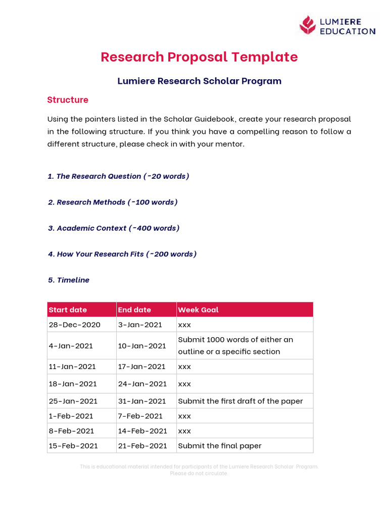 Writing Proposal Template (Blank) | PDF