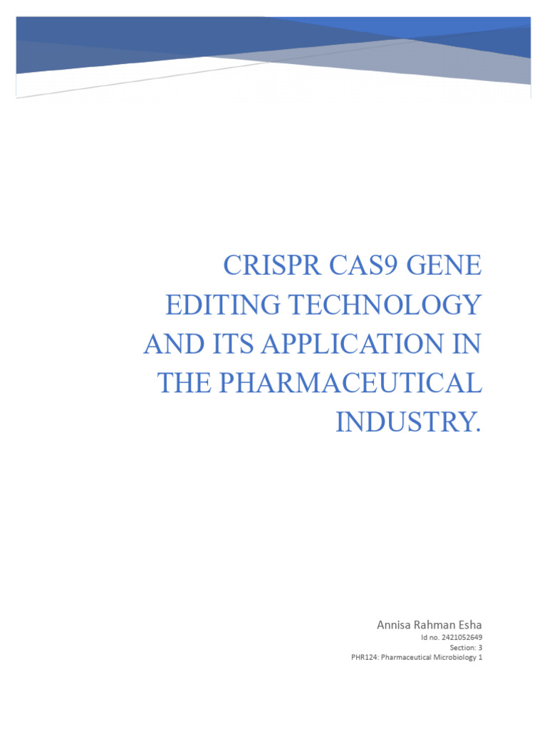 CRISPR-Cas9 in Pharmaceutical Applications | PDF | Crispr | Dna