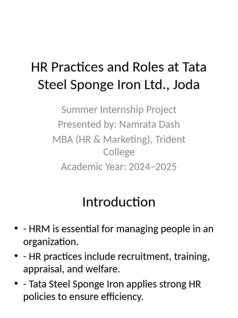 HR Practices at Tata Steel Joda | PDF